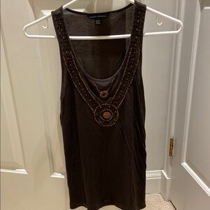 Banana Republic Dark Brown Embellished Tank Top